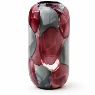 Vaza staklo 17.5x12.5 h32.5cm; bordo/siva