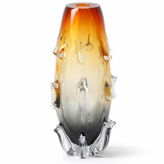 Dekorativna vaza staklo 18.5x18.5 h36.5cm; amber/siva