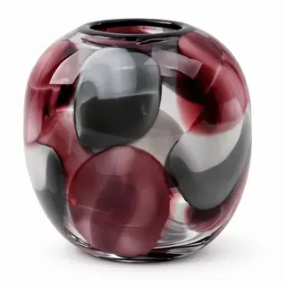 Vaza staklo 20.5x14.5 h21.5cm; bordo/siva A8051775