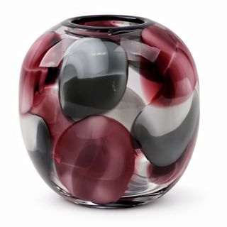 Vaza staklo 20.5x14.5 h21.5cm; bordo/siva A8051775