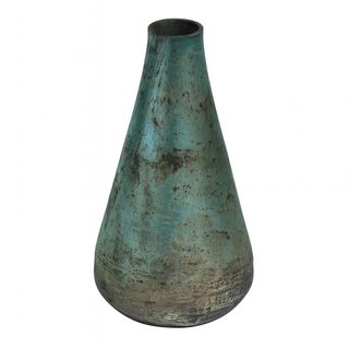 Vaza staklo h25 d14cm; plava s efektom