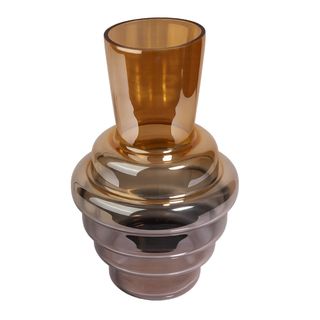 Vaza staklo h30 d19cm; svj.Smeđa/siva