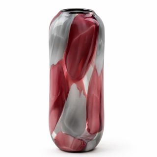 Vaza staklo 17.5x13 h39cm; bordo/siva A8051773
