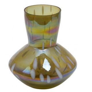 Vaza staklo h22 d21cm; zelena s efektom