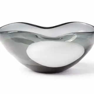Dekorativna posuda staklo 32x24 h15cm; siva/bijela A8060510