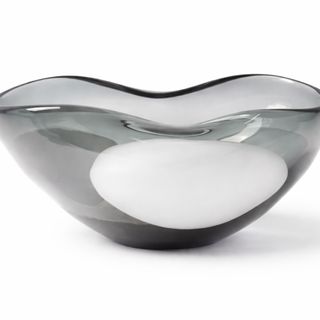 Dekorativna posuda staklo 32x24 h15cm; siva/bijela A8060510