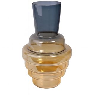 Vaza staklo h30 d19cm; plava/svj.Smeđa