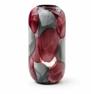 Vaza staklo 17.5x12.5 h32.5cm; bordo/siva A8051774