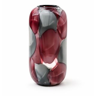 Vaza staklo 17.5x12.5 h32.5cm; bordo/siva A8051774