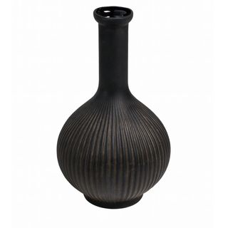 Vaza rebrasta h26 d15cm; crna/smeđa