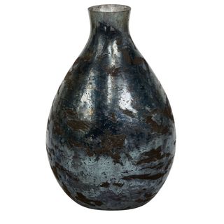 Vaza staklo h15 d10cm; plava s efektom