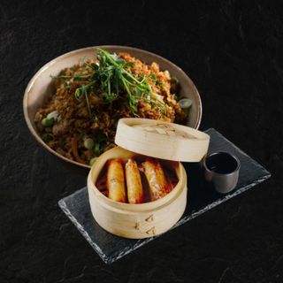 Spring rolls meso & Pork Fried rice