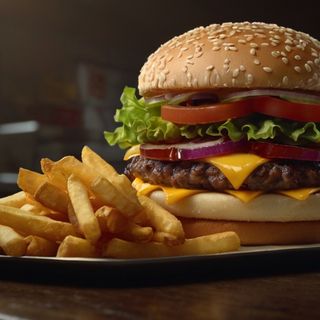 Crispy burger + pomfrit