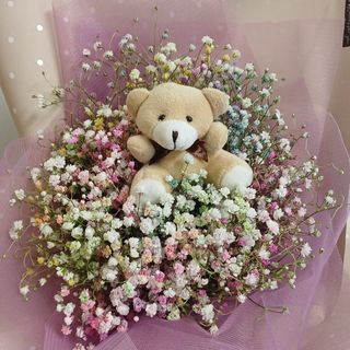 Buket teddy bear sa šarenom gipsom