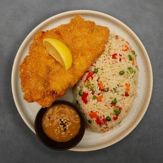 Pileći zagrebački u panko mrvicama, riža s povrćem, honey mustard umak + Palačinke nutella + Coca cola