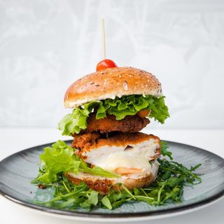 Cheesy chicken charm burger