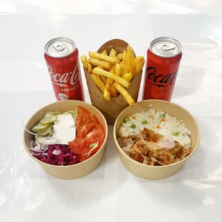 Riža sa mix kebab meni