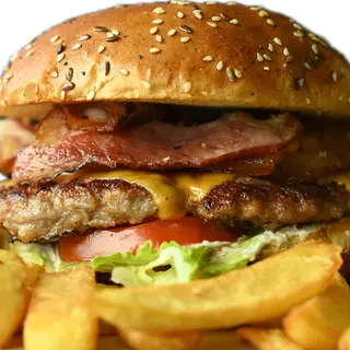 BALKAN PORK BURGER WITH FRENCH FRIE