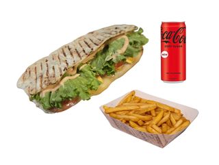 Topli sendvič u tijestu s pomfritom i Coca Colom