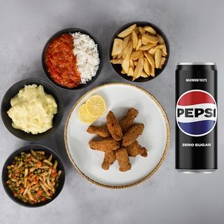 Panirana pileća krilca 320g + prilog po izboru + Pepsi zero 0,33l