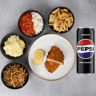 Slavonski odrezak 320g + prilog po izboru + Pepsi zero 0,33l