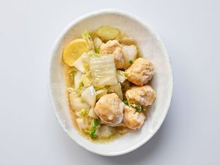 Polpettine di gamberi con pakchoi