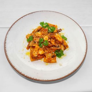 Paccheri di Gragnano all'amatriciana di polipo