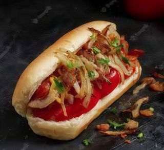 Panino wurstel di pollo normale e patatine