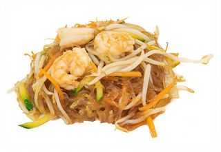 50. Spaghetti di soia con gamberi 