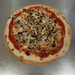 PIZZA CON FUNGHI CHAMPIGNON + MENU