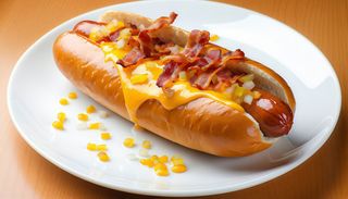 Hot Dog con Cheddar, Bacon e Cipolla
