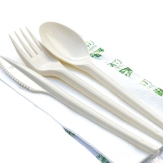 Set posate monouso con tovagliolo	