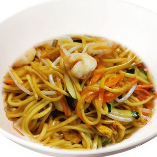 89 Spaghetti alla piastra con gamberi