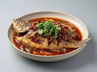 171 Branzino alla griglia con zuppa piccante