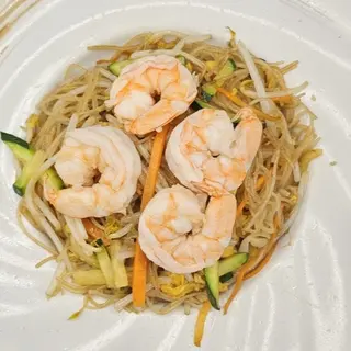290. Spaghetti di riso con gamberi