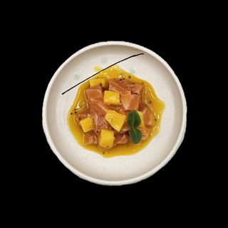 208. Salmon passion fruit tartare