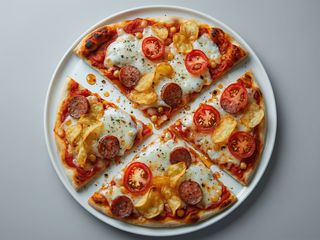 Pizza Patatine e wurstel tirata