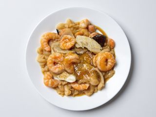 010 - Gamberi Bambù Funghi  Shrimp with Bamboo and Mushrooms  双东虾