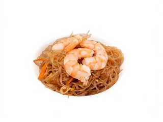 Spaghetti di soia con gamberi