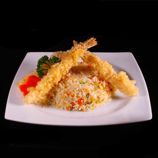 Tendo riso con tempura di gamberi