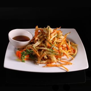 Riso con tempura di verdure