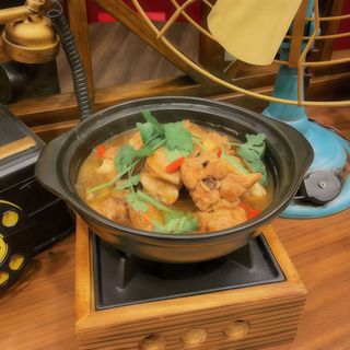 408 Agnello stufato in pentola di terracotta con vermicelli di soia 羊肉粉丝煲