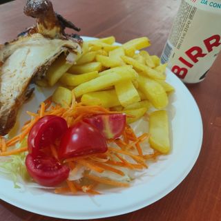 Pollo a la brasa con cerveza