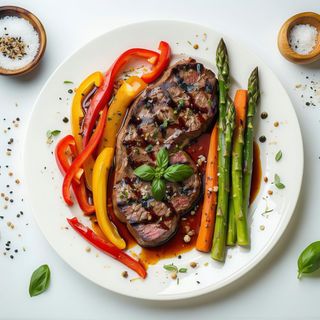 Manzo con verdure alla piastra