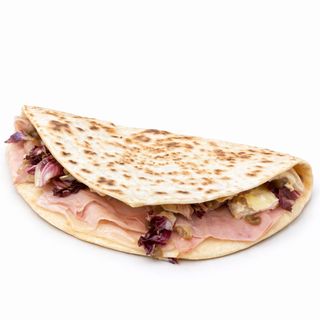 Cotto, crema di porcini, radicchio, brie