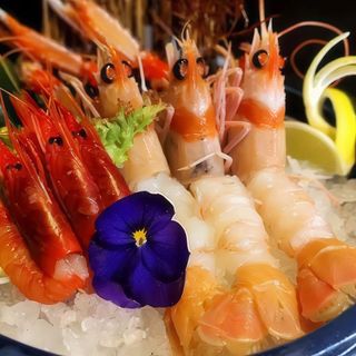 62. Sashimi gamberi e scampi