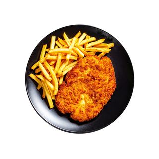 Cotoletta di pollo panata con patatine fritte