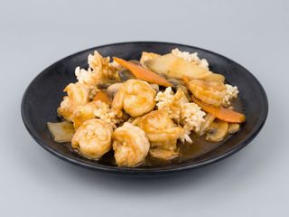 85. Gamberi con crocchette di riso alla piastra