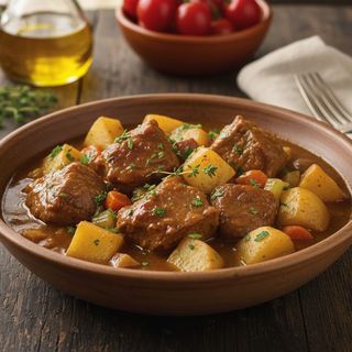 Spezzatino di vitello in teglia con patate