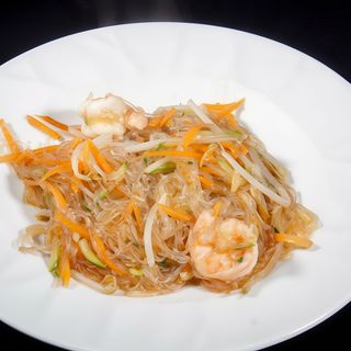 Spaghetti di soia con gamberetti